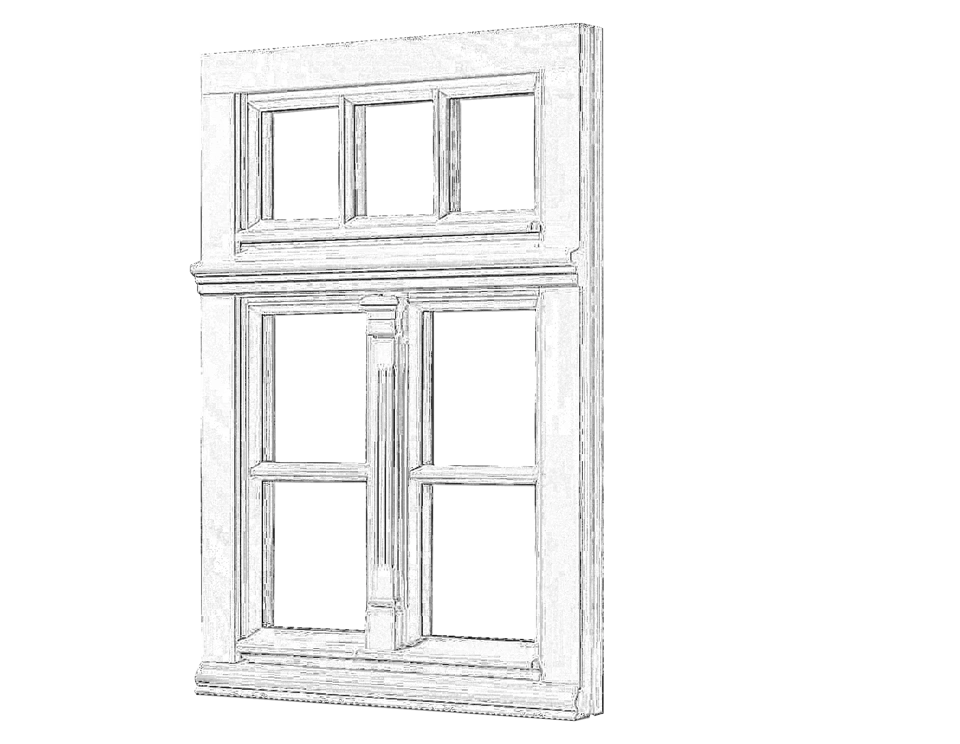 Holzfenster Antiqua - Bleistift-Zeichnung